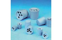 Drilled Rubber Stoppers, Grey-Blue, 13D